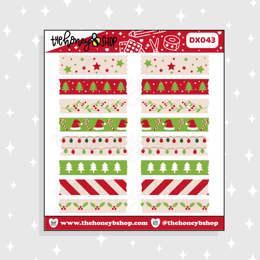 Traditional Christmas Washi Strip Deco Doodle Sticker