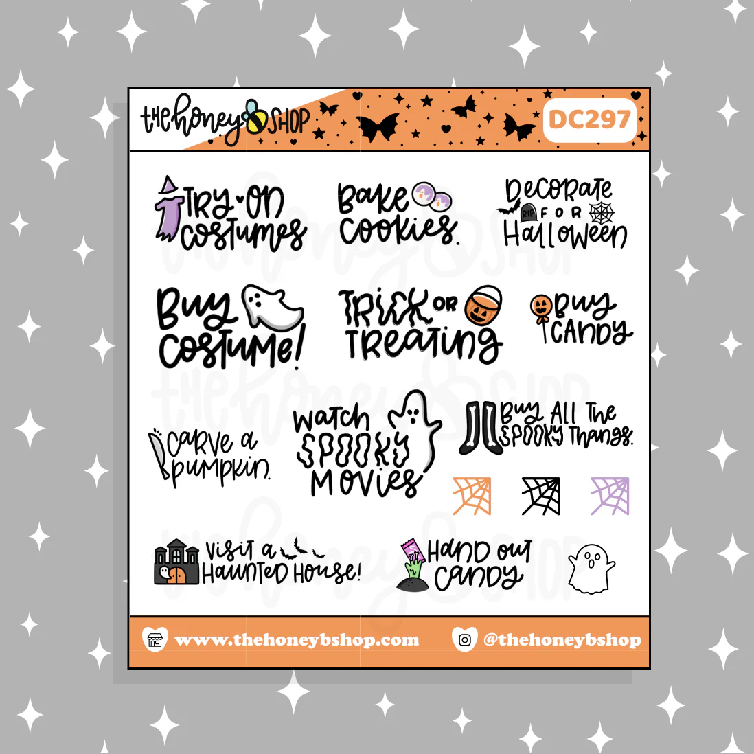 Traditional Halloween Bucket List Doodle Sticker