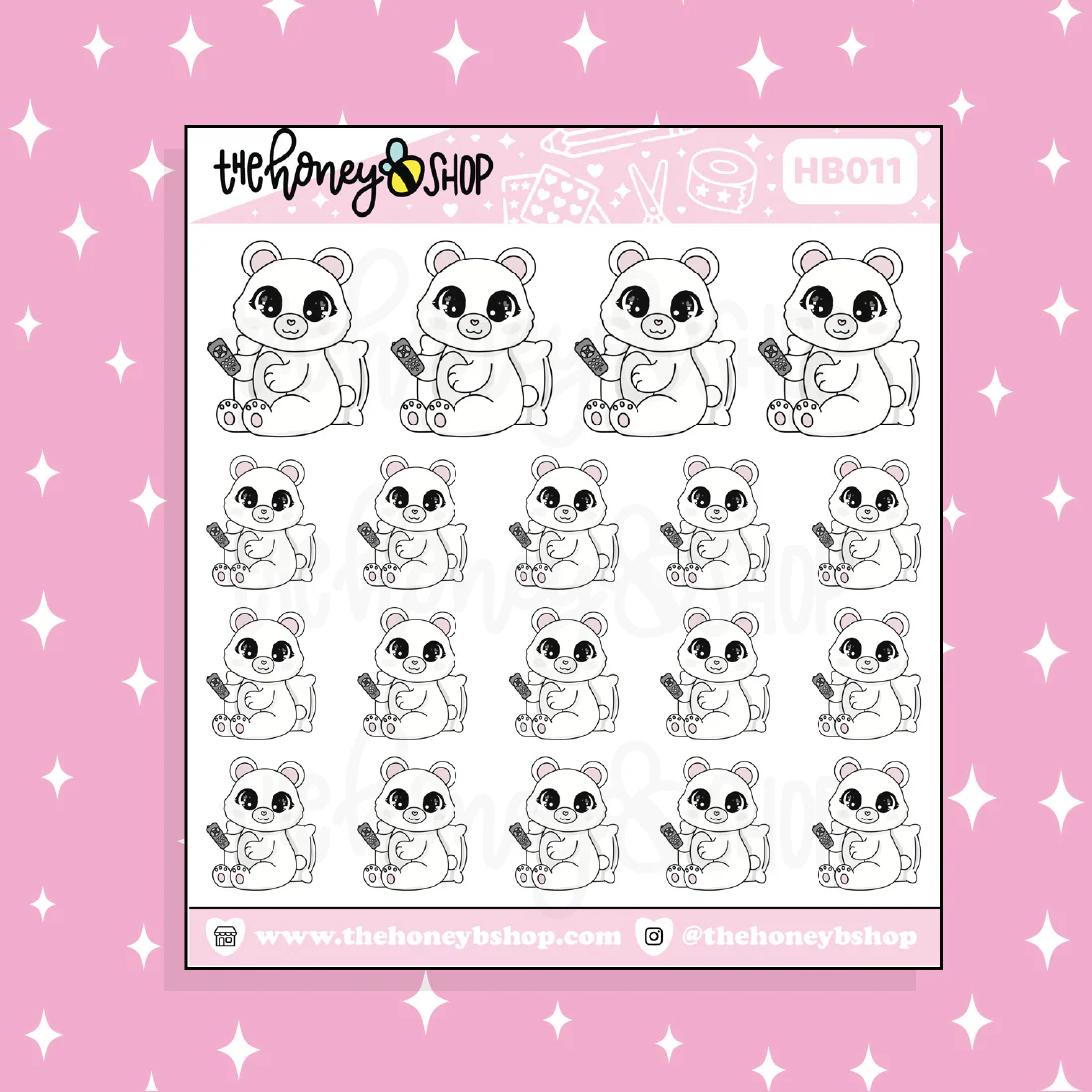 Watching TV Honey Bear Doodle Sticker | Choose Your Version - Image 3