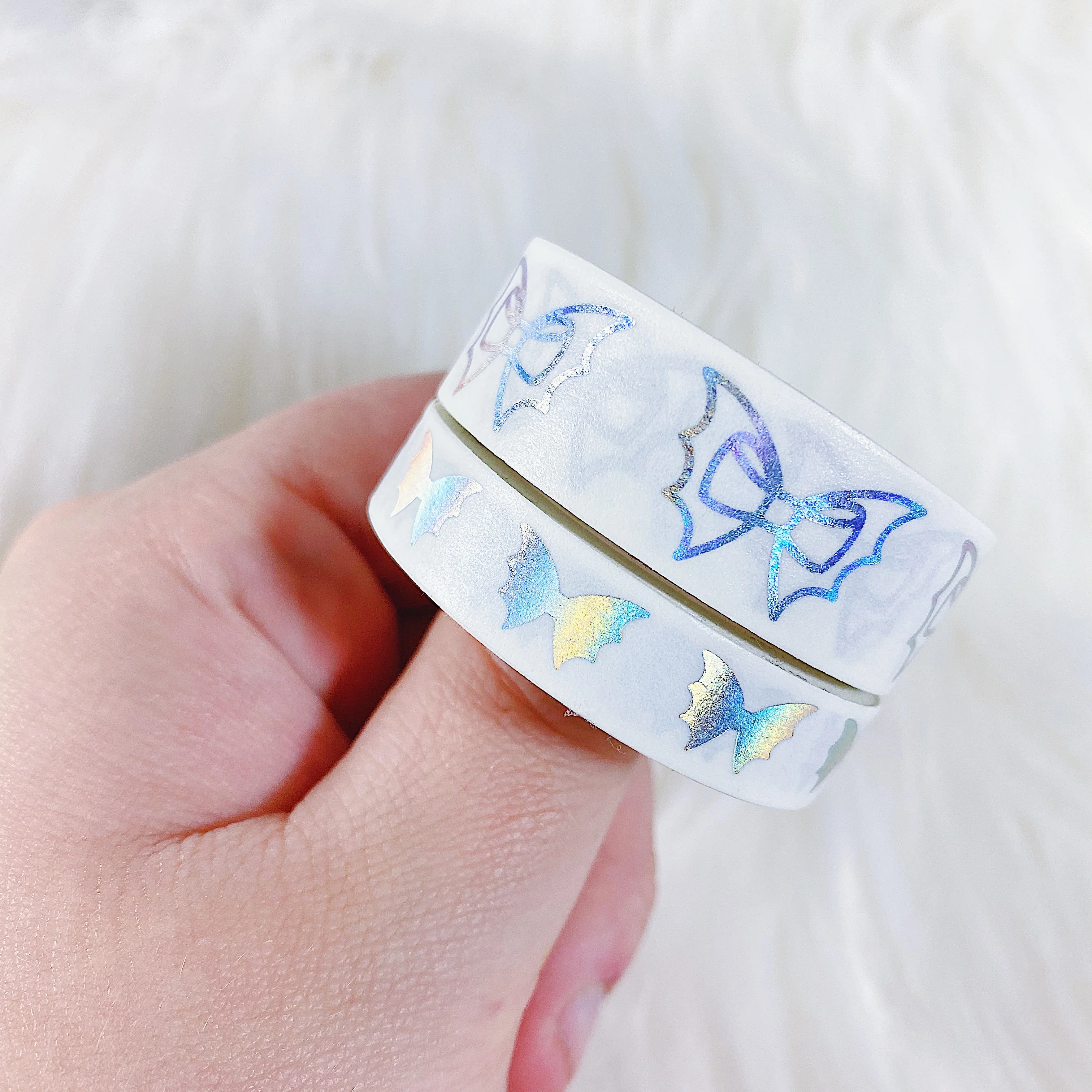 White Holo Bat Bow Washi Bundle - Image 3