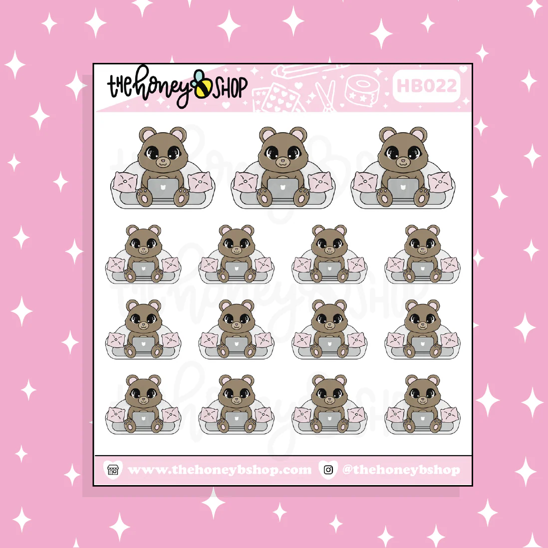 Work From Home Honey Bear Doodle Sticker | Choose Your Version - Image 2