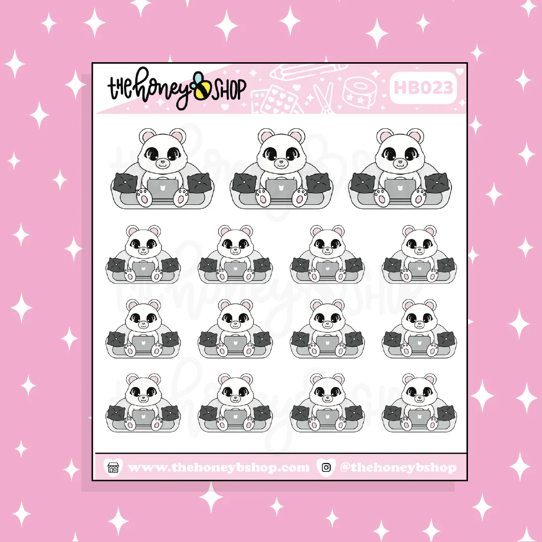 Work From Home Honey Bear Doodle Sticker | Choose Your Version - Image 3