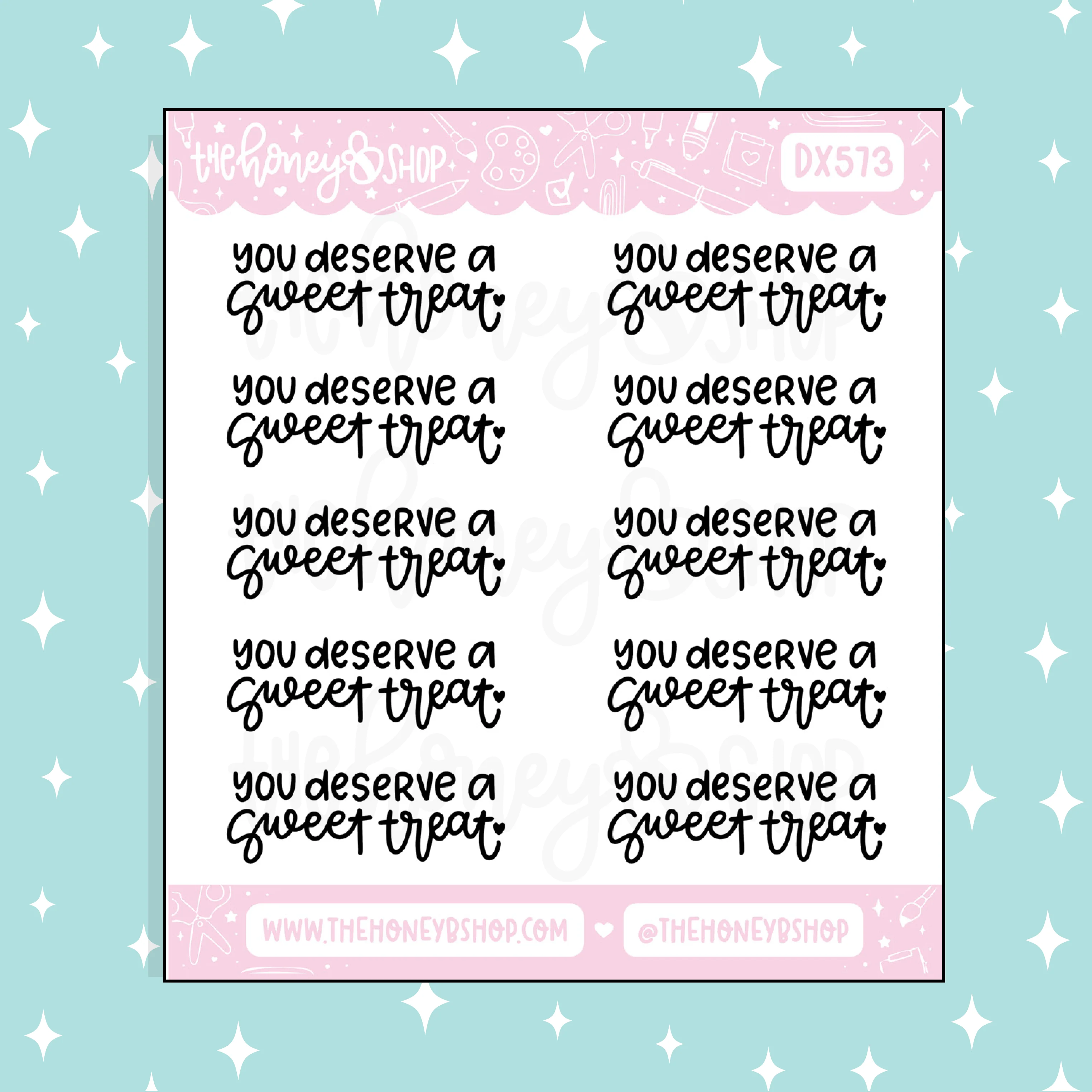 You Deserve A Sweet Treat Lettering Doodle Sticker